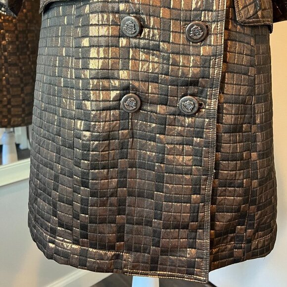 Vertigo Paris Bronze Amelia Metallic cropped sleeve trench jacket, Size Small - Picture 8 of 16